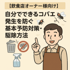 飲食店オーナー向けのコバエ対策・駆除方法のイラスト