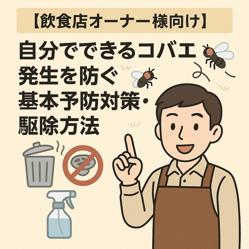 飲食店オーナー向けのコバエ対策・駆除方法のイラスト