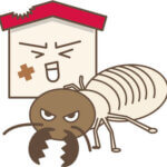 一軒家とシロアリのイラスト