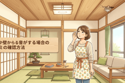 天井裏から音がしている様子を表したイラスト