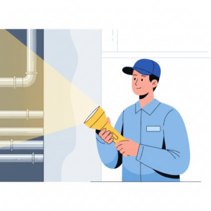 調査している作業員のイラスト