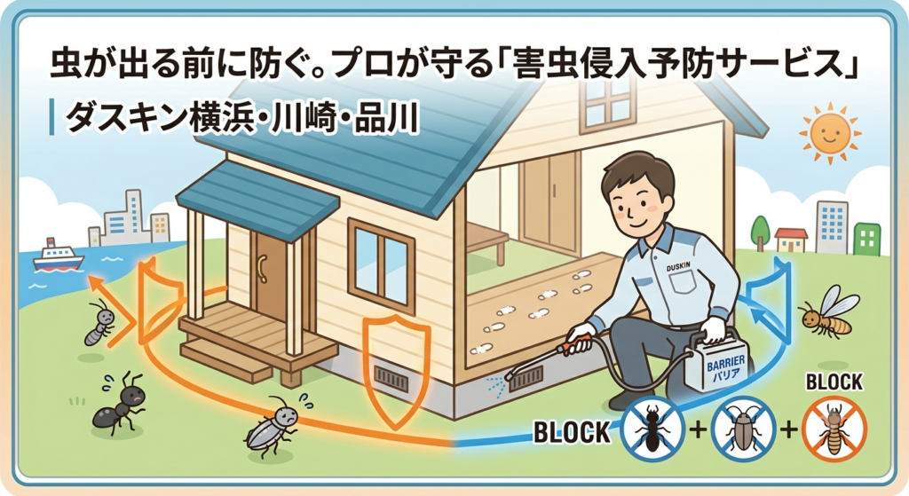 「害虫侵入予防サービス」をイメージしたイラスト