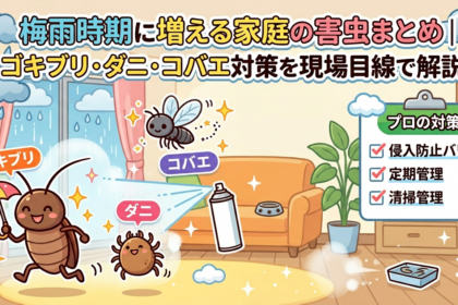 梅雨時期に増える害虫のイラスト